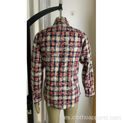 Camisa de franela 100% algodón con doble bolsillo para hombre